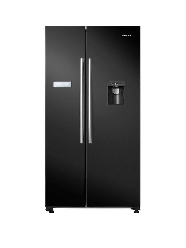 Hisense RS741N4WBE 90cm Wide, Side by Side, American Fridge Freezer with non-plumbed Water Dispenser - Black